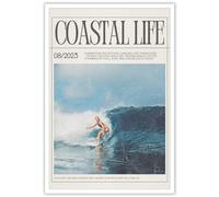 DVBOCS Toile murale sur toile de plage, cowgirl côtière, postes de Weatern Surfeur Girl Preppy Décor Peinture tendance journal couverture magazine Photos d'été Plage Surf pour adolescente Fille