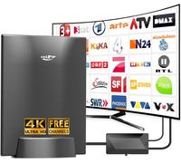 DVBT2 Antenna DVB-T DVB-T2 Indoor Antenna with Amplifier,Wide Range and 360° Reception Indoor TV Antenna with Powerful Magnetic Base Suitable for 4K 1080P