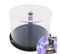 DVD Cake Box - PP Material, DVD Storage Bucket, Disc Organizer Holder | Clear Column, Black Spindle, 50 Disc Capacity, Durable, Versatile Storage For, Music, Movies, Games, Software