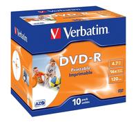 DVD-R Imprimable 16X Verbatim - Pack de 10 - Boitier crystal - 4.7 Go - 120 minutes