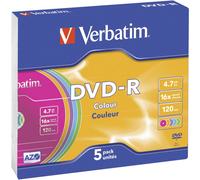 Verbatim DVD-R vierge 43557 - 5 pièces 4,7 Go 16x AZO couleur petit boîtier