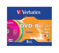 DVD-R vierge Verbatim 43557 5 pc(s) 4.7 GB 120 min couleur