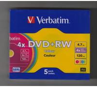 Verbatim DVD+RW 4,7 Go Couleur 4× Vitesse – 5 unités