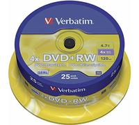 DVD-RW Verbatim 25 Unités 4x 4,7 GB | Avec la technologie SERL pour jusqu'à 1000 processus de combustion et une qualité stable