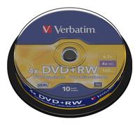 DVD+RW - VERBATIM - Spindle de 10 - 4.7 Go - 120 minutes - Vitesse maxi d'écriture 4x