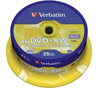 DVD+RW vierge Verbatim 43489 25 pc(s) 4.7 GB 120 min réinscriptible