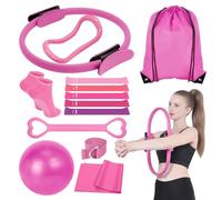 DVDGSC 13pcs Kit Pilates Maison pour Femmes: Kit Yoga Sculptez Vos Cuisses Bras et Abdos à la Maison - Set Yoga Fitness Complet et Portable (Pink)
