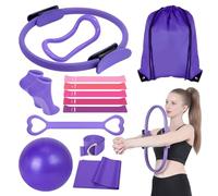 DVDGSC 13pcs Kit Pilates Maison pour Femmes: Kit Yoga Sculptez Vos Cuisses Bras et Abdos à la Maison - Set Yoga Fitness Complet et Portable (Purple)