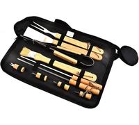 dvegGEE Cadeaux for Hommes, Accessoires de grillades, Ensemble d'outils de Barbecue, Ensemble d'ustensiles de 10 pièces avec Manche en Bois