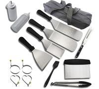 dvegGEE Cadeaux for Hommes, Ensemble d'accessoires de Barbecue 15 pièces, Ensemble d'outils de Plaque de Cuisson, Ensemble de spatules, idéal for l'extérieur
