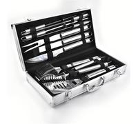 dvegGEE Cadeaux for Hommes, Ensemble de 10 Accessoires de Barbecue en Acier Inoxydable, étui for Cuisine en Plein air et Camping