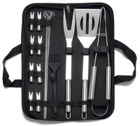 dvegGEE Cadeaux for Hommes, Ensemble de 16 ustensiles de Barbecue en Acier Inoxydable avec Sac de Rangement