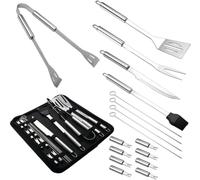 dvegGEE Cadeaux for Hommes, Ensemble d'ustensiles de Barbecue 18 pièces avec Sac de Transport en Nylon