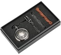 dvegGEE Montre de Poche mécanique à remontage Manuel, boîtier en métal argenté, Coffrets de Montres à remontage Manuel