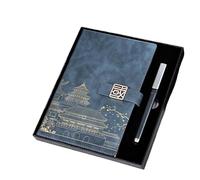dvegGEE Planificateur de poche Style chinois, carnet de notes, boîte à cadeaux, fournitures de papeterie, planificateur de bureau(Mist Blue,A5+Gifts box)
