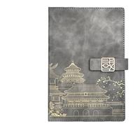 dvegGEE Planificateur de poche Style chinois, carnet de notes, boîte à cadeaux, fournitures de papeterie, planificateur de bureau(Gray,A5)