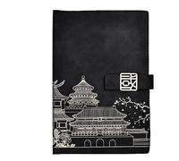 dvegGEE Planificateur de poche Style chinois, carnet de notes, boîte à cadeaux, fournitures de papeterie, planificateur de bureau(Black,A5)