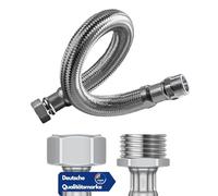 DVGW Tuyau blindé 3/4-1" 30-150 cm, tuyau flexible, DN25 & DN19, raccord d'eau, chauffage, système d'adoucissement (80 cm, filetage extérieur 1" x écrou de raccordement, tuyau blindé)