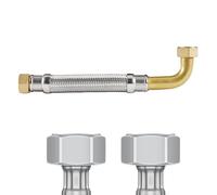 DVGW Tuyau blindé 3/4-1" 30-150 cm, tuyau flexible, DN25 et DN19, raccord d'eau, chauffage, adoucisseur, (30 cm, écrou de raccordement 3/4" avec coude x 3/4" tuyau blindé)