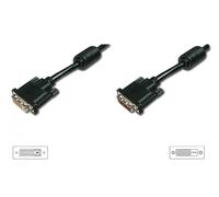 DVI extension cable, DVI(24+1), 2x ferrit M/F, 5.0m, DVI-D Dual Link, bl