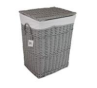 DVier 02HgRt-b Panier à Linge en Osier Gris 40 x 30 x 55 cm