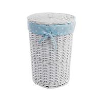 DVier Panier à linge en osier blanc bleu D.32 H.48cm 23WRd-a