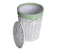 DVier Panier à Linge en Osier Blanc/Vert Clair Diamètre 32 cm