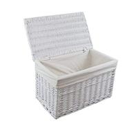 dvier - Panier à Linge - Saule - Blanc - 70x42x42cm