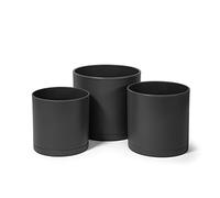 D'vine Dev 6 Pouces 6,5 Pouces 8 Pouces, Ensemble de 3, Pots de Plantation de Couleur Noire pour Plantes avec Trou de Drainage et Saucers sans Couture, Taille Moyenne, 74-E-M-2