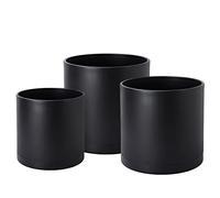 D'vine Dev Lot de 3 Pots de Fleurs en Plastique pour Plantes avec Trou de Drainage et soucoupes sans Couture, Noir, Taille XXL, 74-E-XXL-2