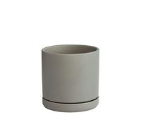 D'vine Dev Pot de fleurs rond en céramique de 15,2 cm avec trou de drainage et soucoupe - Pot de fleurs rond pour intérieur - Gris - 94-O-C-3
