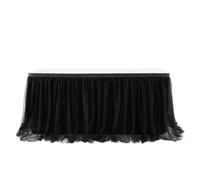 DVMSIEF Jupe De Table 4FT/6FT/8FT Jupes de Table Anniversaire Tulle plinthe fête Mariage Tutu Jupe bébé Douche décor à la Maison(Black,8FT 2.43x0.77m)