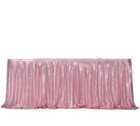 DVMSIEF Jupe De Table Beige Or Paillettes Table Jupe Tables Tissu fête d'anniversaire Mariage noël Accessoires Bonbons décoration Festival déco(Rose Pink,14FT-70x426cm)