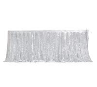 DVMSIEF Jupe De Table Beige Or Paillettes Table Jupe Tables Tissu fête d'anniversaire Mariage noël Accessoires Bonbons décoration Festival déco(Silver,14FT-70x426cm)