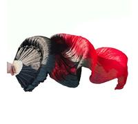 DVMSIEF Ventail Voile De Danse Éventails de Voile Danse du Ventre en Soie véritable, 1 Paire/1 pièce, Bambou Teint à la Main, Long éventail, Vraie(20,1pair realsilk 150cm)