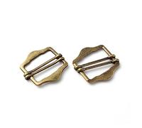 dvnFWKc Ensemble de boucles et de sangles, Boucle Coulissante En Métal, 5 Pièces, 20/25/30mm, Ajusteur De Fermoir À Double Broche, Sac Dos, Sangle Ceinture, Couture(Bronze,20mm)