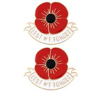 DVOFU Lot de 2 broches en forme de coquelicot rouge et blanc - Pour le jour du souvenir des vétérans - Pour adultes et enfants