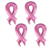 DVOFU Lot de 4 ballons roses en forme de ruban en aluminium pour sensibilisation au cancer du sein - Fournitures de fête pour femme