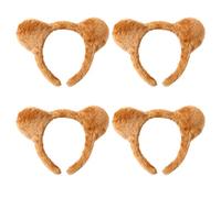 DVOFU Lot de 4 serre-têtes extensibles en fourrure avec oreilles d'ours - Accessoire de cheveux pour femme et fille - Décoration de la journée mondiale du livre