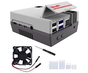 DVOZVO Retro Gaming Nes4Pi Boîtier pour Raspberry Pi 4, Ventilateur inclus