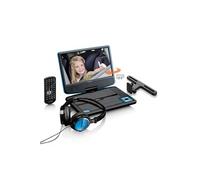 DVP-910BU - Lecteur DVD portable de 9 pouces avec casque, port USB et dispositif de suspension - Bleu/noir