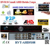 DVR FULL HD 8 Entrées 2 MégaPixels Wifi Hybride Sorties HDMI VGA BNC HDD 160 Go