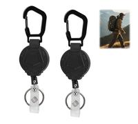 Dvvsav Lot de 2 porte-badges rétractables robustes avec cordon rétractable en acier de 61 cm, porte-clés, fermoir mousqueton et attaches de téléphone, 76,5 g