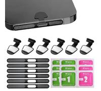 Dvvsav Lot de 6 bouchons anti-poussière USB C anti-perte pour port de charge USB C avec haut-parleur et tampons imbibés d'alcool compatibles avec iPhone 16, 15 (Pro, Plus, Pro Max) (noir)