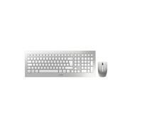 CHERRY DW 8000 ensemble clavier et souris sans fil, Disposition espagnole (QWERTY), alimenté par batterie, clavier ultra-plat, souris à 3 boutons avec capteur infrarouge, Blanc argenté
