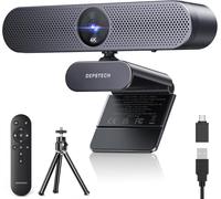 Dw50 Pro Webcam 4K Ultra Hd Webcam For Pc, 3X In Zoom, 1/2.55"" Sensor, Dual Noise Cancelling Microphone, Remote Control, Streaming Camera Autofocus For Laptop, Mac, Teams, Skype, Video Call