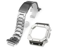 DW5600 Kit de bracelet en acier inoxydable avec clous faciaux compatibles avec Casio G-shock DW5600, GB5600, GW-B5600, GWX5600, DW5025/ DW5700/ DW5735/ DW5750 (Argent)