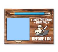 DW84 Support de notes autocollantes amusantes, avec inscription « I Hope This Email Finds You Before I Do » pour décoration de bureau, support en bois pour collègue