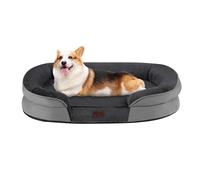 Dwanton Lit orthopédique pour chien de taille moyenne, imperméable avec support en mousse d'œuf, lit lavable avec coussin traversin à quatre côtés, avec housse amovible et fond antidérapant, 88,9 cm,