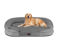 Dwanton Lit orthopédique pour chiens de grande taille, canapé imperméable avec support en mousse d'œuf, lit lavable avec coussin traversin à quatre côtés, avec housse amovible et fond antidérapant,